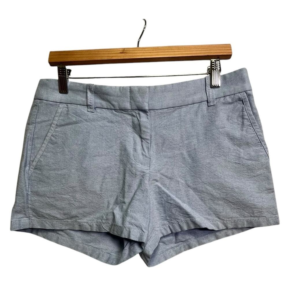 J Crew Chambray Shorts Womens Size 4 Blue Cotton Flat Front Preppy Coastal Beach